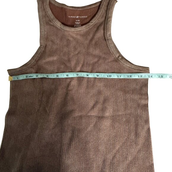 Almost Famous Brown Ribbed Tank Maxi Dress S/M Nylon Spandex Blend Sleeveless - Picture 5 of 7